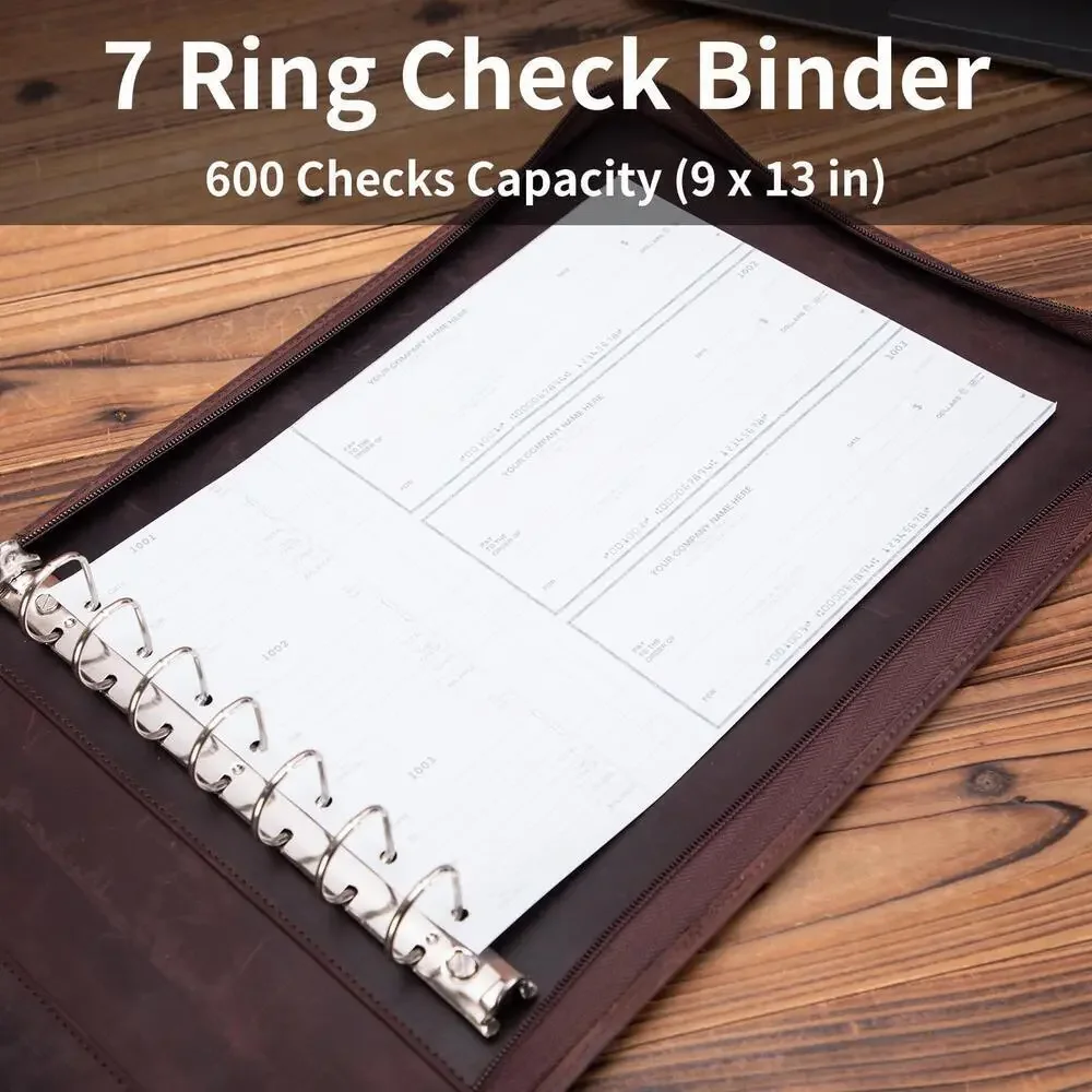 Genuine Full Grain Leather Checkbook Portfolio